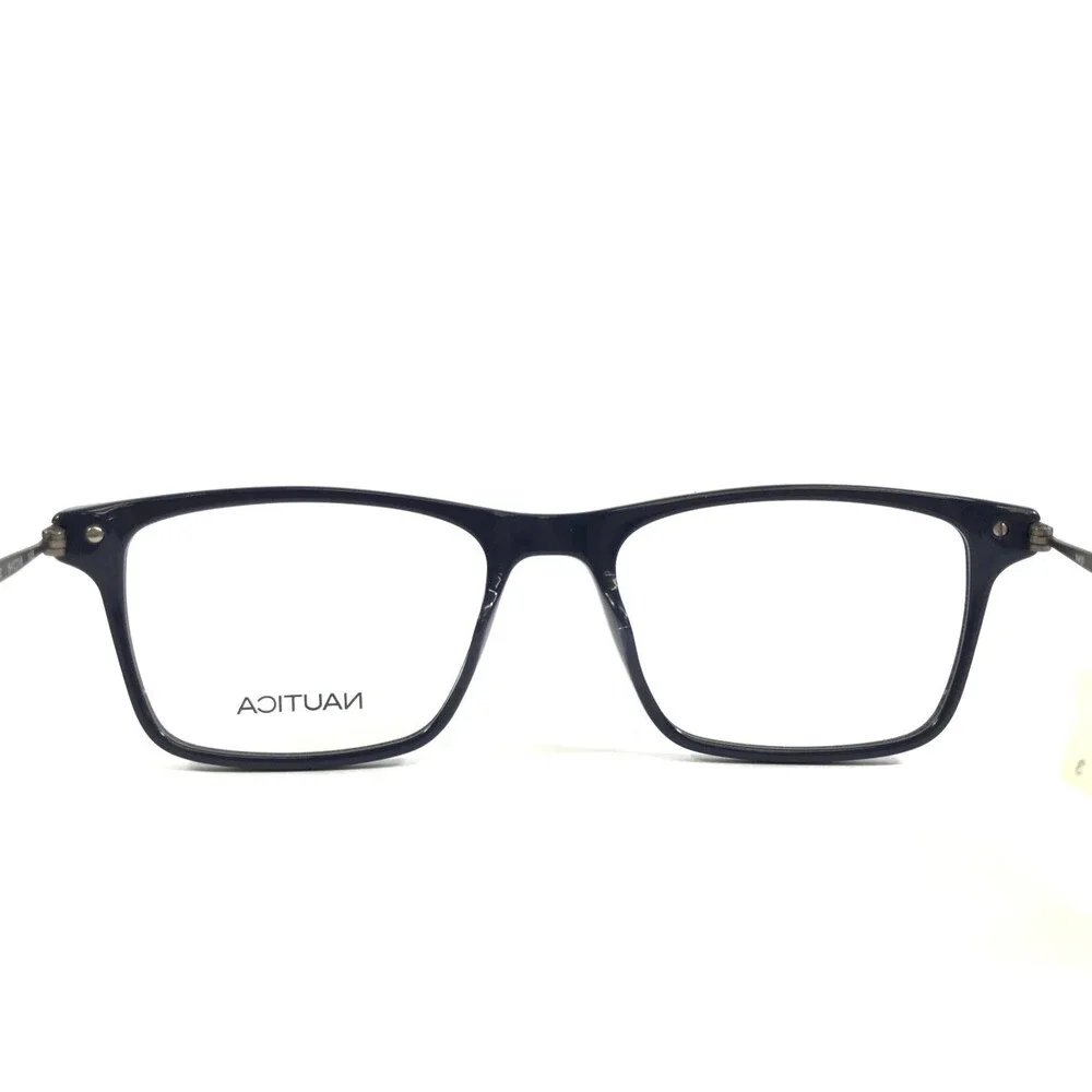 Nautica Eyeglasses Frames N8134 412 Shiny Navy Rectangle Full Rim 54-18-145